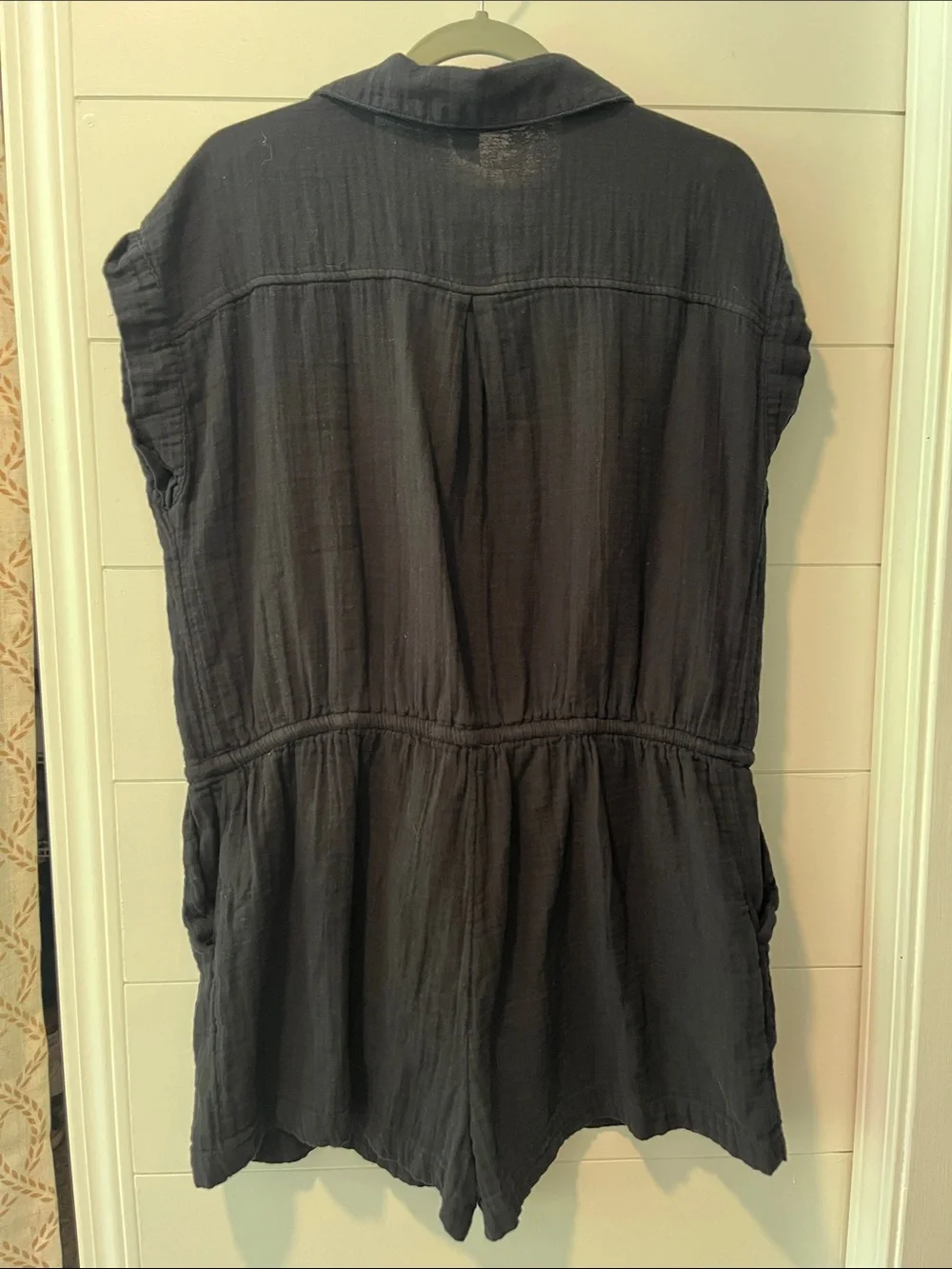 Old Navy Black Button-Up Drawstring Waist Women’s Romper